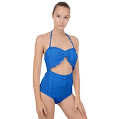 Blue Abstract, Background Pattern Scallop Top Cut Out Swimsuit by nateshop