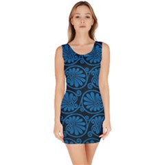 Blue Floral Pattern Floral Greek Ornaments Bodycon Dress