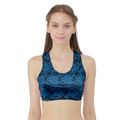 Blue Floral Pattern Floral Greek Ornaments Sports Bra With Border by nateshop