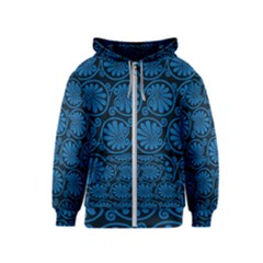 Blue Floral Pattern Floral Greek Ornaments Kids  Zipper Hoodie by nateshop