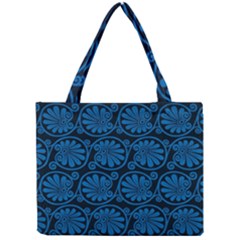 Blue Floral Pattern Floral Greek Ornaments Mini Tote Bag by nateshop