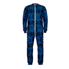 Blue Floral Pattern Floral Greek Ornaments Onepiece Jumpsuit (kids)