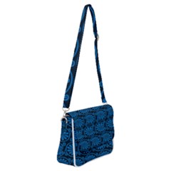 Blue Floral Pattern Floral Greek Ornaments Shoulder Bag With Back Zipper by nateshop