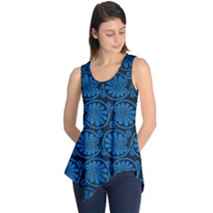 Blue Floral Pattern Floral Greek Ornaments Sleeveless Tunic by nateshop