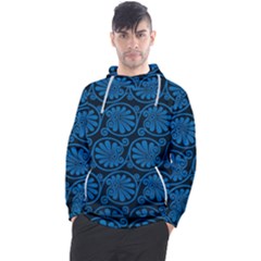 Blue Floral Pattern Floral Greek Ornaments Men s Pullover Hoodie by nateshop