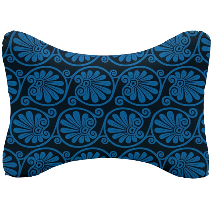 Blue Floral Pattern Floral Greek Ornaments Seat Head Rest Cushion