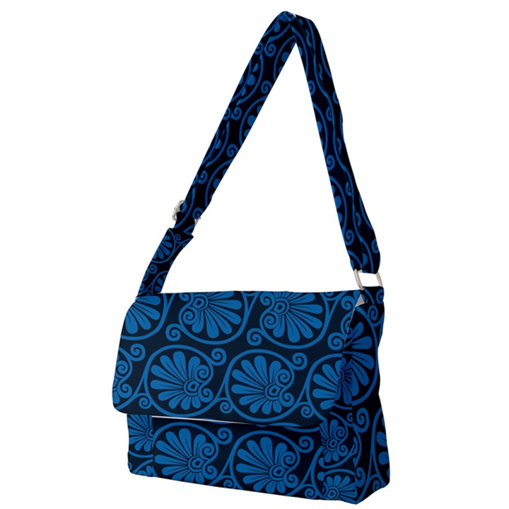 Blue Floral Pattern Floral Greek Ornaments Full Print Messenger Bag (S)