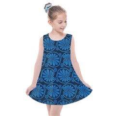 Blue Floral Pattern Floral Greek Ornaments Kids  Summer Dress by nateshop