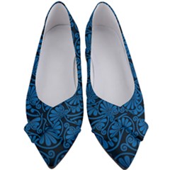 Blue Floral Pattern Floral Greek Ornaments Women s Bow Heels by nateshop