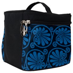 Blue Floral Pattern Floral Greek Ornaments Make Up Travel Bag (big)