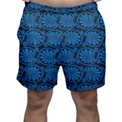 Blue Floral Pattern Floral Greek Ornaments Men s Shorts