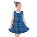 Blue Floral Pattern Floral Greek Ornaments Kids  Summer Dress View1