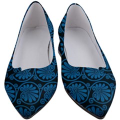 Blue Floral Pattern Floral Greek Ornaments Women s Block Heels  by nateshop