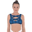 Blue Floral Pattern Floral Greek Ornaments Bandaged Up Bikini Top View1