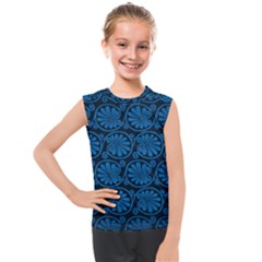 Blue Floral Pattern Floral Greek Ornaments Kids  Mesh Tank Top by nateshop