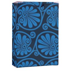 Blue Floral Pattern Floral Greek Ornaments Playing Cards Single Design (rectangle) With Custom Box by nateshop