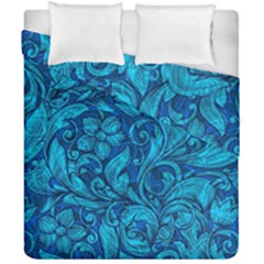 Blue Floral Pattern Texture, Floral Ornaments Texture Duvet Cover Double Side (california King Size) by nateshop