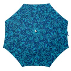 Blue Floral Pattern Texture, Floral Ornaments Texture Straight Umbrellas by nateshop