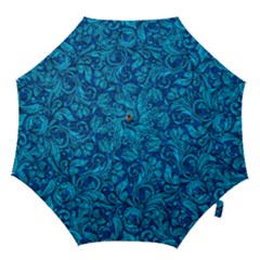 Blue Floral Pattern Texture, Floral Ornaments Texture Hook Handle Umbrellas (small) by nateshop