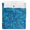 Blue Floral Pattern Texture, Floral Ornaments Texture Duvet Cover Double Side (Queen Size) View1