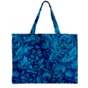 Blue Floral Pattern Texture, Floral Ornaments Texture Zipper Mini Tote Bag View2