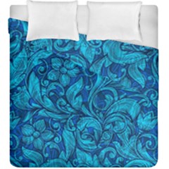 Blue Floral Pattern Texture, Floral Ornaments Texture Duvet Cover Double Side (king Size) by nateshop