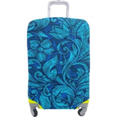 Blue Floral Pattern Texture, Floral Ornaments Texture Luggage Cover (large) by nateshop