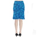 Blue Floral Pattern Texture, Floral Ornaments Texture Short Mermaid Skirt View2