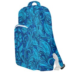 Blue Floral Pattern Texture, Floral Ornaments Texture Double Compartment Backpack by nateshop