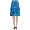 Blue Floral Pattern Texture, Floral Ornaments Texture Flared Midi Skirt View2