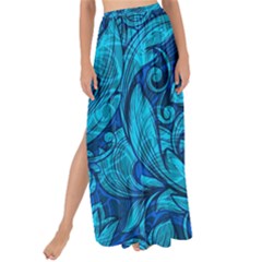 Blue Floral Pattern Texture, Floral Ornaments Texture Maxi Chiffon Tie-up Sarong by nateshop