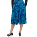 Blue Floral Pattern Texture, Floral Ornaments Texture Classic Velour Midi Skirt  View2