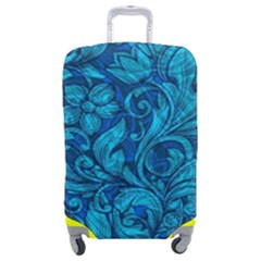 Blue Floral Pattern Texture, Floral Ornaments Texture Luggage Cover (medium) by nateshop