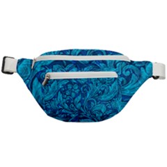 Blue Floral Pattern Texture, Floral Ornaments Texture Fanny Pack by nateshop