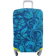 Blue Floral Pattern Texture, Floral Ornaments Texture Luggage Cover (large) by nateshop