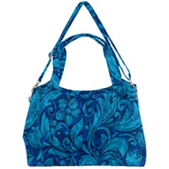 Blue Floral Pattern Texture, Floral Ornaments Texture Double Compartment Shoulder Bag by nateshop