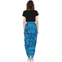 Blue Floral Pattern Texture, Floral Ornaments Texture Women s Tapered Pants View2