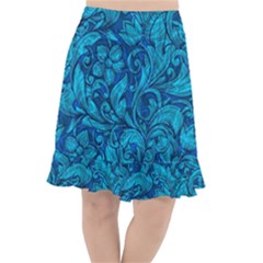 Blue Floral Pattern Texture, Floral Ornaments Texture Fishtail Chiffon Skirt by nateshop