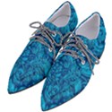 Blue Floral Pattern Texture, Floral Ornaments Texture Pointed Oxford Shoes View2