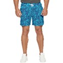 Blue Floral Pattern Texture, Floral Ornaments Texture Men s Runner Shorts View1