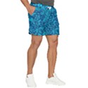 Blue Floral Pattern Texture, Floral Ornaments Texture Men s Runner Shorts View2