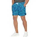 Blue Floral Pattern Texture, Floral Ornaments Texture Men s Runner Shorts View3