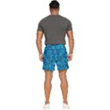 Blue Floral Pattern Texture, Floral Ornaments Texture Men s Runner Shorts View4