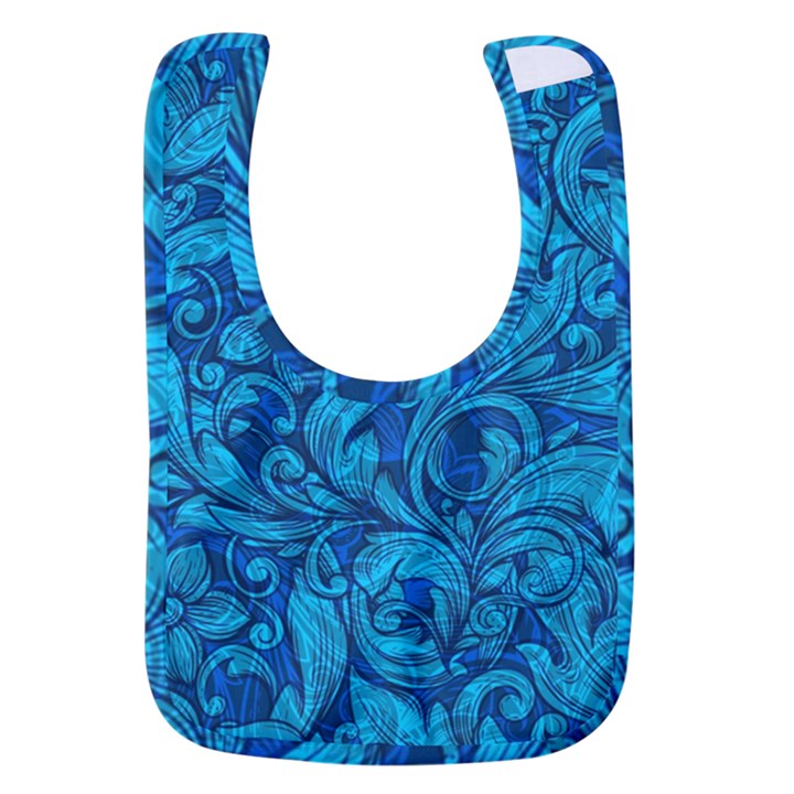 Blue Floral Pattern Texture, Floral Ornaments Texture Baby Bib