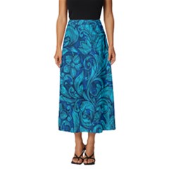 Blue Floral Pattern Texture, Floral Ornaments Texture Classic Midi Chiffon Skirt by nateshop