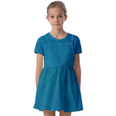 Blue Stone Texture Grunge, Stone Backgrounds Kids  Short Sleeve Pinafore Style Dress by nateshop