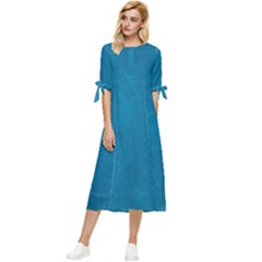 Blue Stone Texture Grunge, Stone Backgrounds Bow Sleeve Chiffon Midi Dress by nateshop