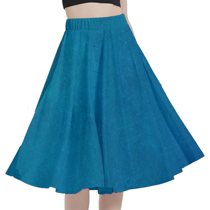 Blue Stone Texture Grunge, Stone Backgrounds A-Line Full Circle Midi Skirt With Pocket