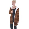 Brown Wooden Texture Longline Hooded Cardigan View1