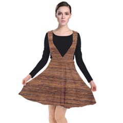 Brown Wooden Texture Plunge Pinafore Dress by nateshop